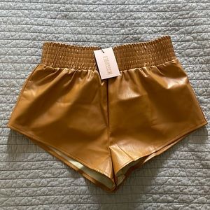 Missguided Tan Faux Leather high waist boxing shorts sz 10 NWT